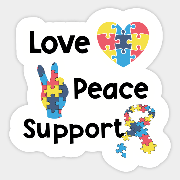Love Peace Support Autism Awareness Puzzle Pieces Sticker by Ahasan Habib